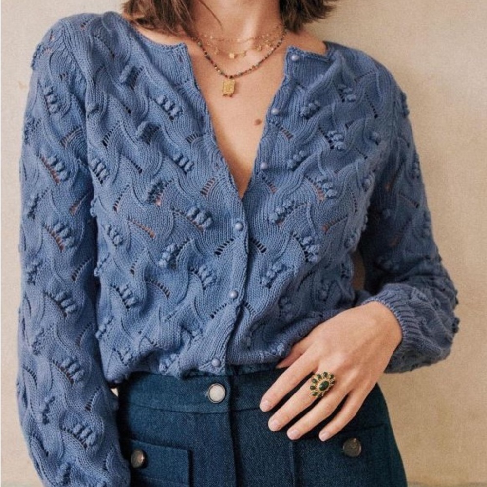 Sezane Marthe Jumper Bleu Chambray - Size S